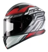 Casco Moto Integral Mac Speed Control Gris Blanco Rojo