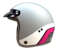 Casco Moto Abierto Vertigo Vintage Scooter Fucsia Gris Mate