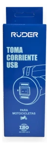 Toma Doble Puerto Cargador Usb Ruder C/ Soporte Para Moto